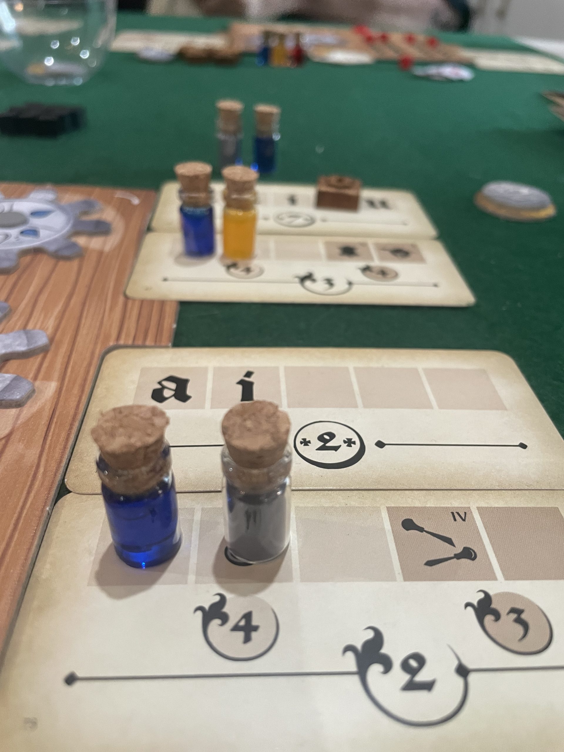 Gutenberg board with hand-made ink vials on it.